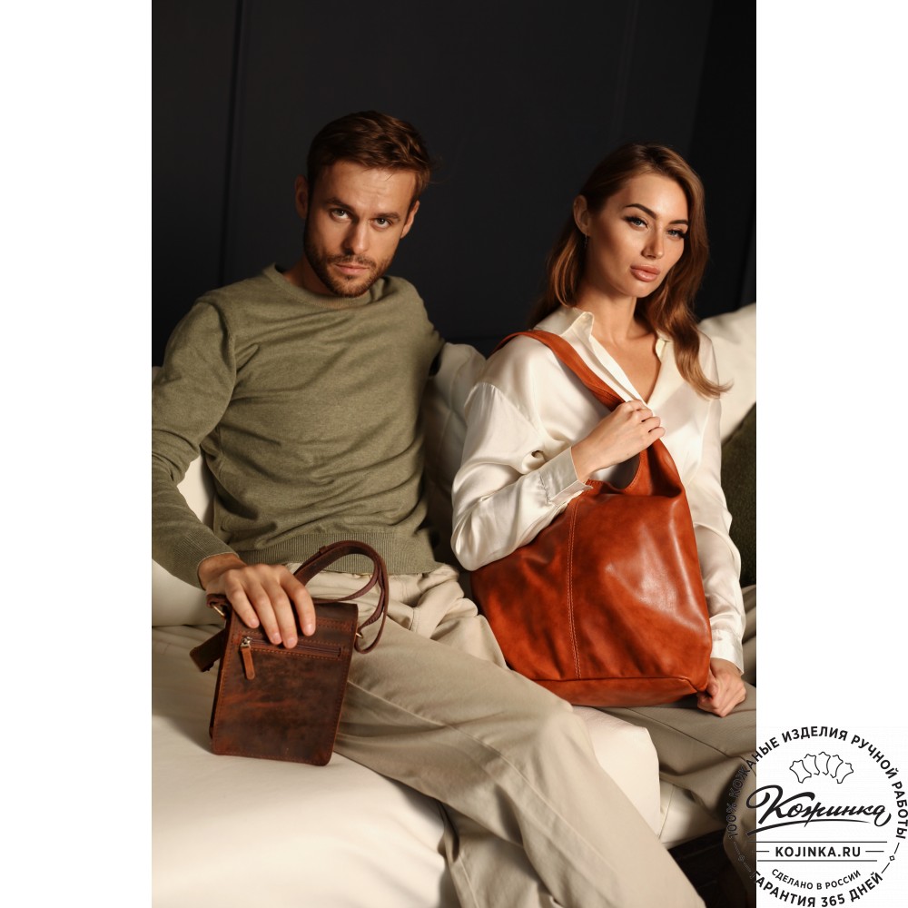 Мужская кожаная сумка "Робин" (тёмно-коричневый крейзи)